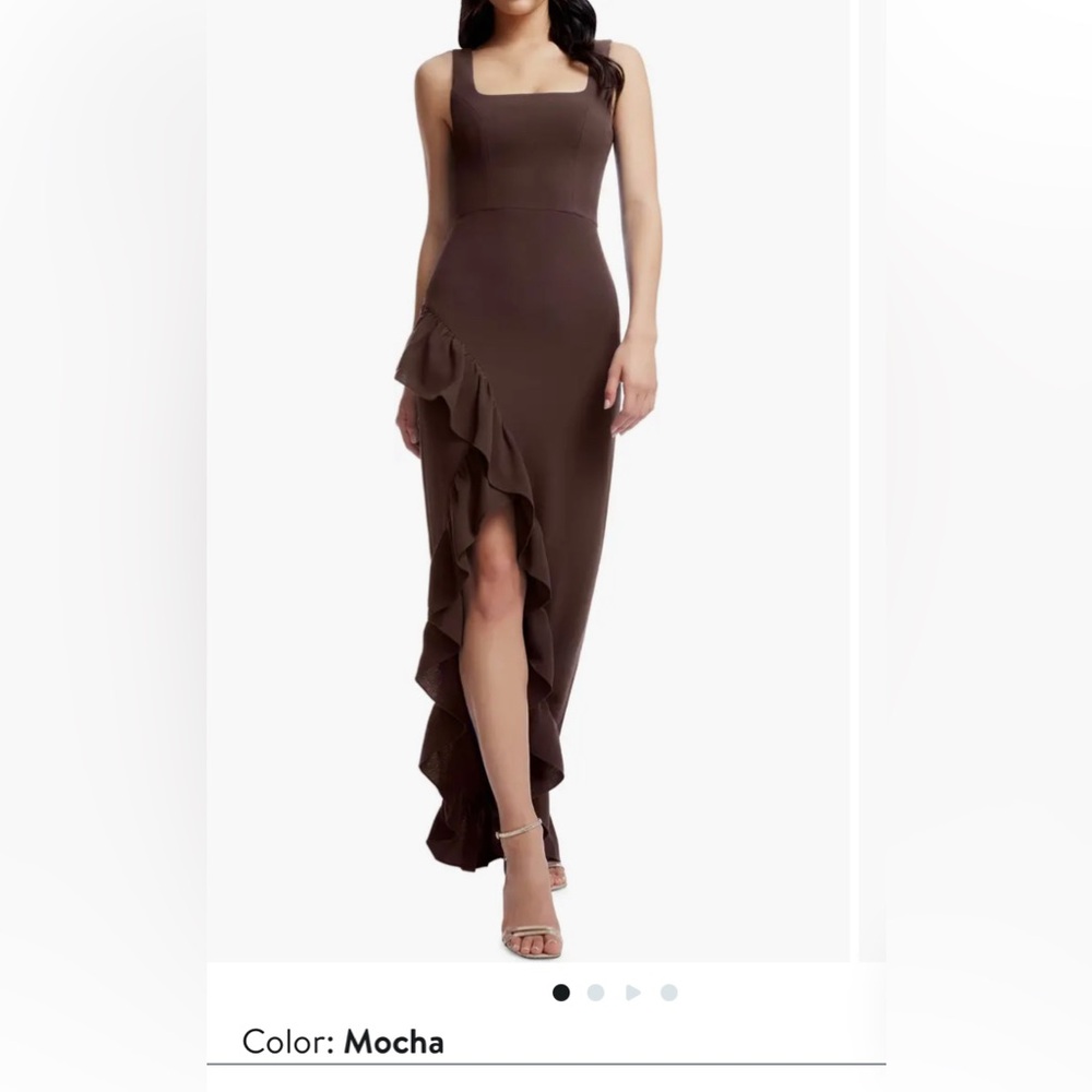 Dress the Population Charlene Ruffle Gown in Mocha